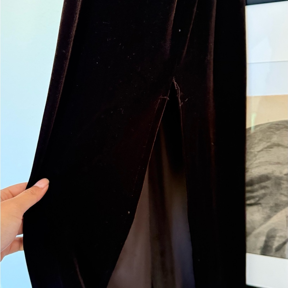 Adrianna Papell Brown velvet Maxi Dress with Pink Floral Detail - Picture 5 of 6